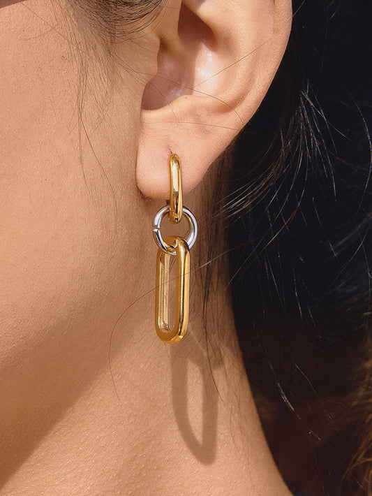 Non-Tarnish Two Tone Link Earrings