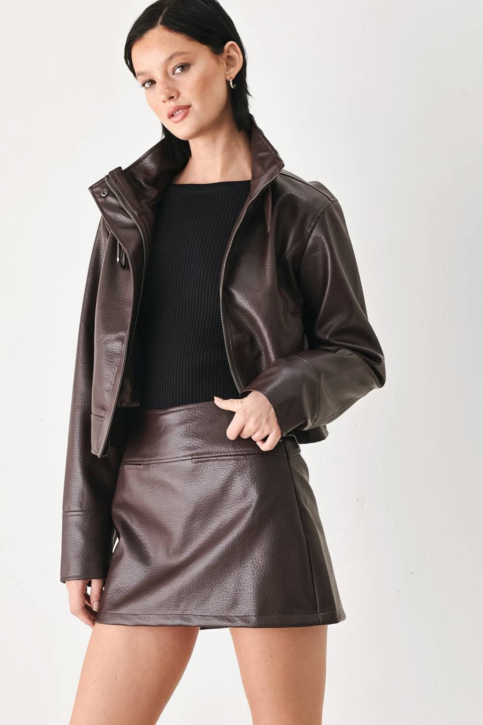 Faux Leather Skort