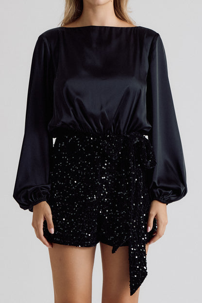 Satin Sequin Romper