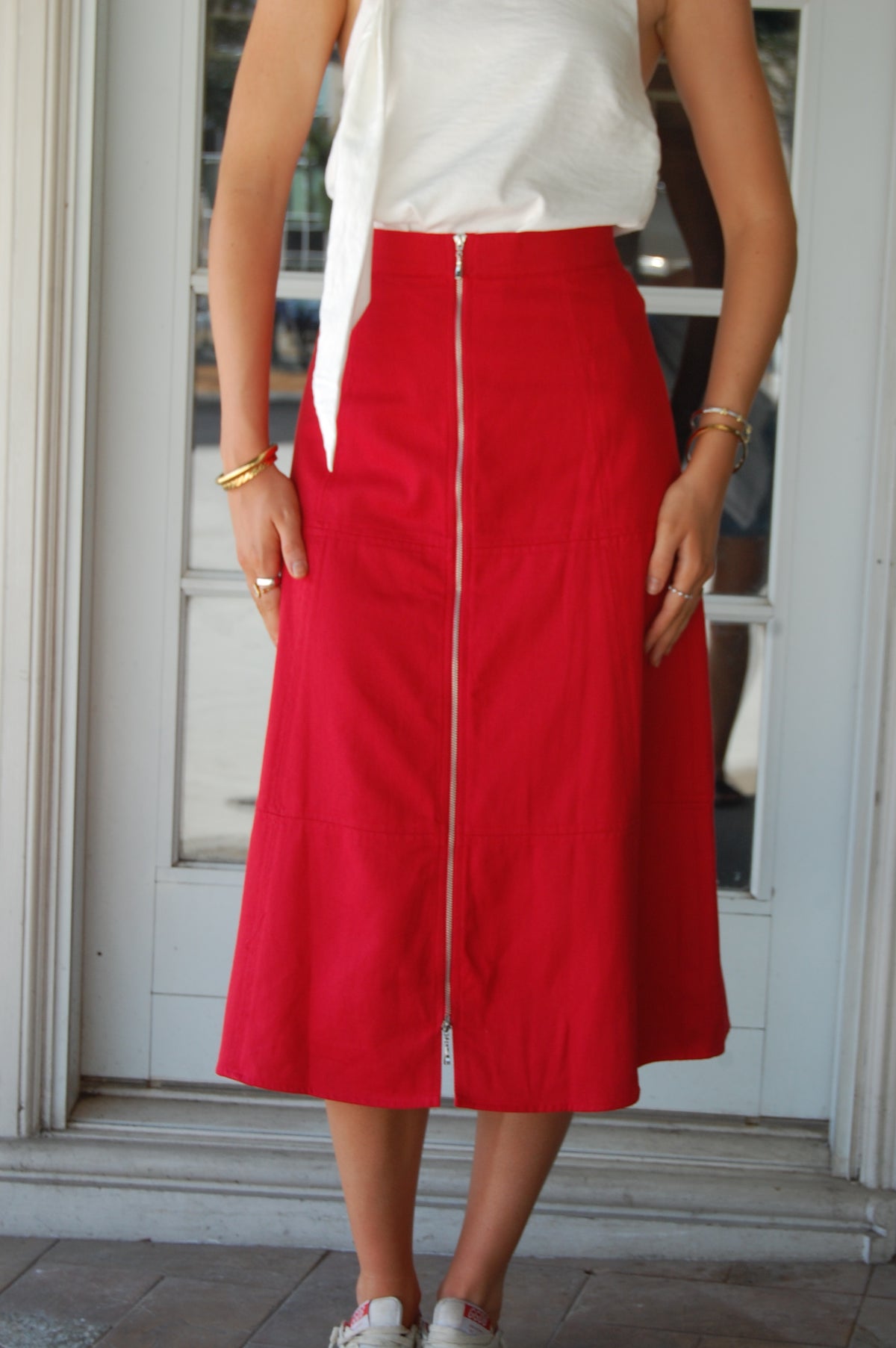 Front Zip Midi Skirt