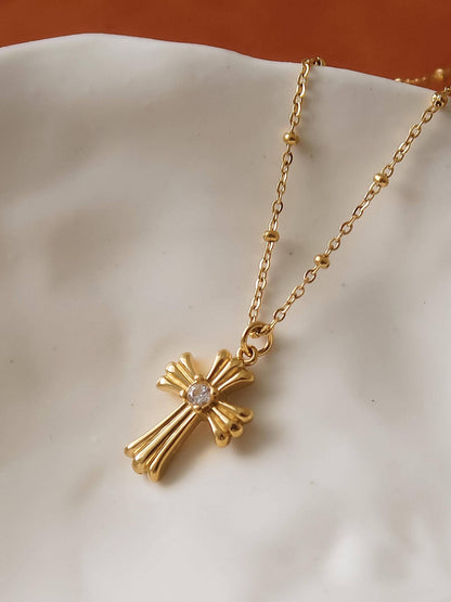 Non-Tarnish CZ Cross Necklace