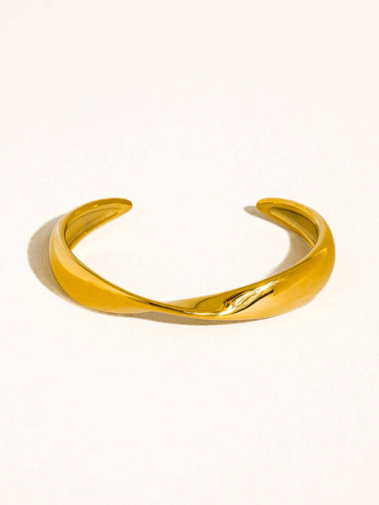 Fioren 18K Gold Non-Tarnish Sleek Twist Cuff Bracelet