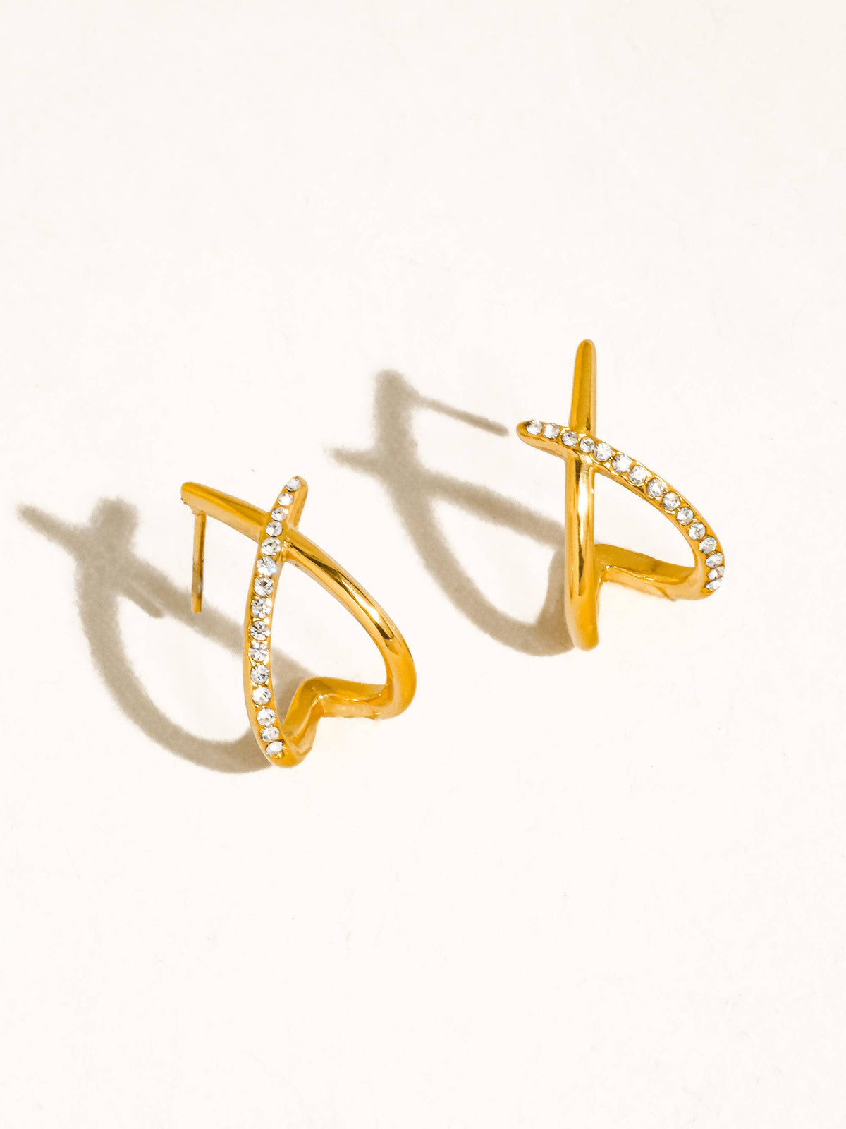 Non-Tarnish CZ Crossover Earrings