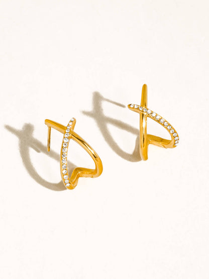 Non-Tarnish CZ Crossover Earrings