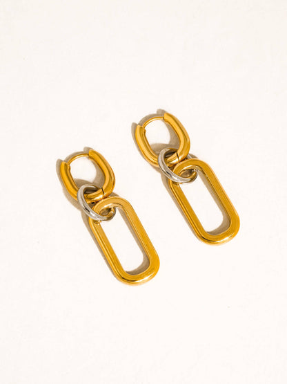 Non-Tarnish Two Tone Link Earrings