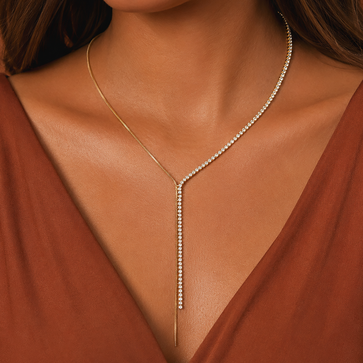 Non Tarnish Dainty Lariat Necklace