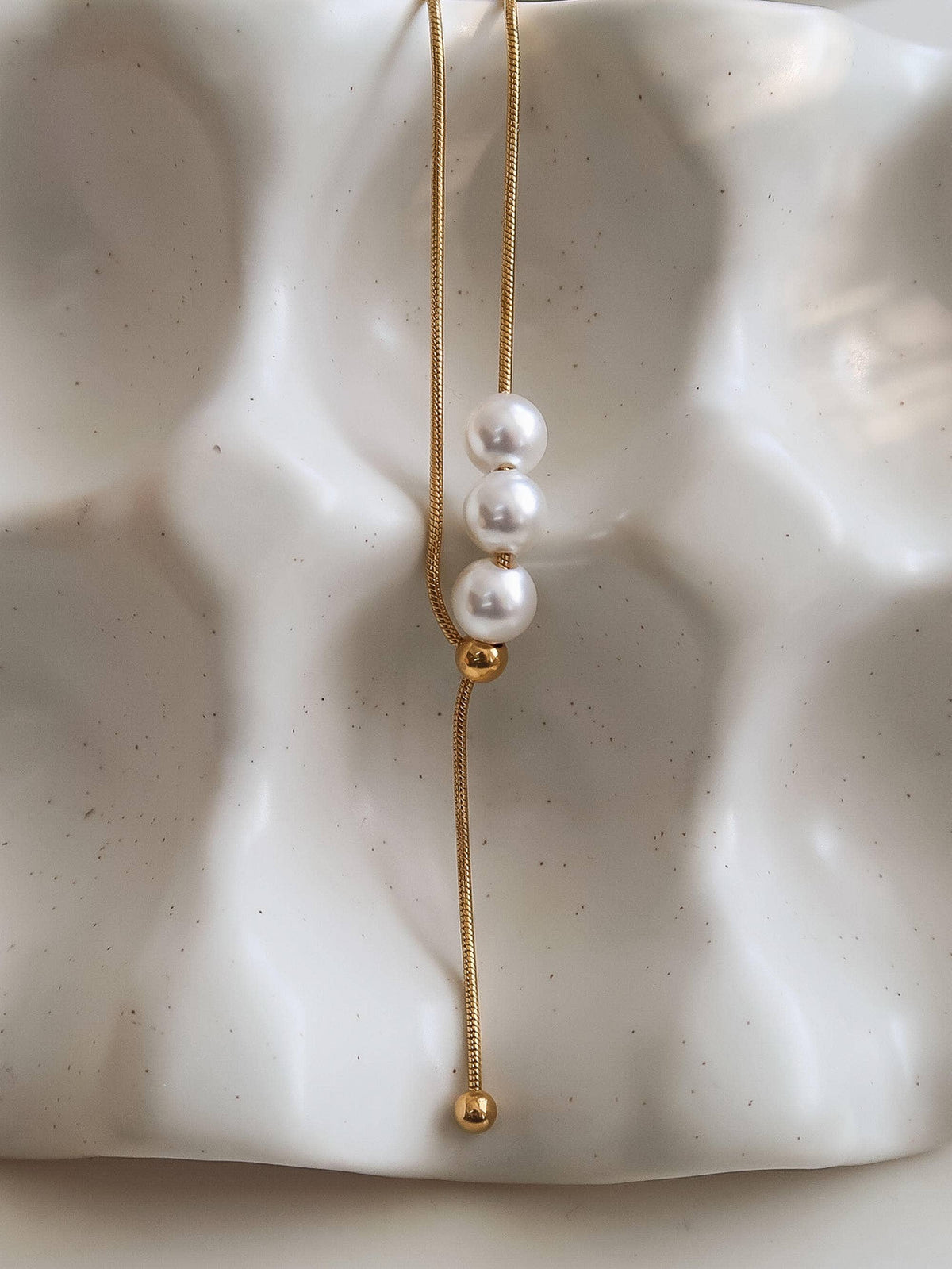Non-Tarnish Pearl Y Drop Sweater Necklace