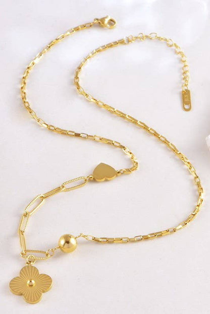 Non Tarnish Clover Heart Necklace