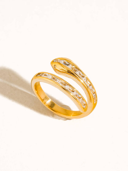 Verton 18K Gold Non-Tarnish Snake CZ Ring