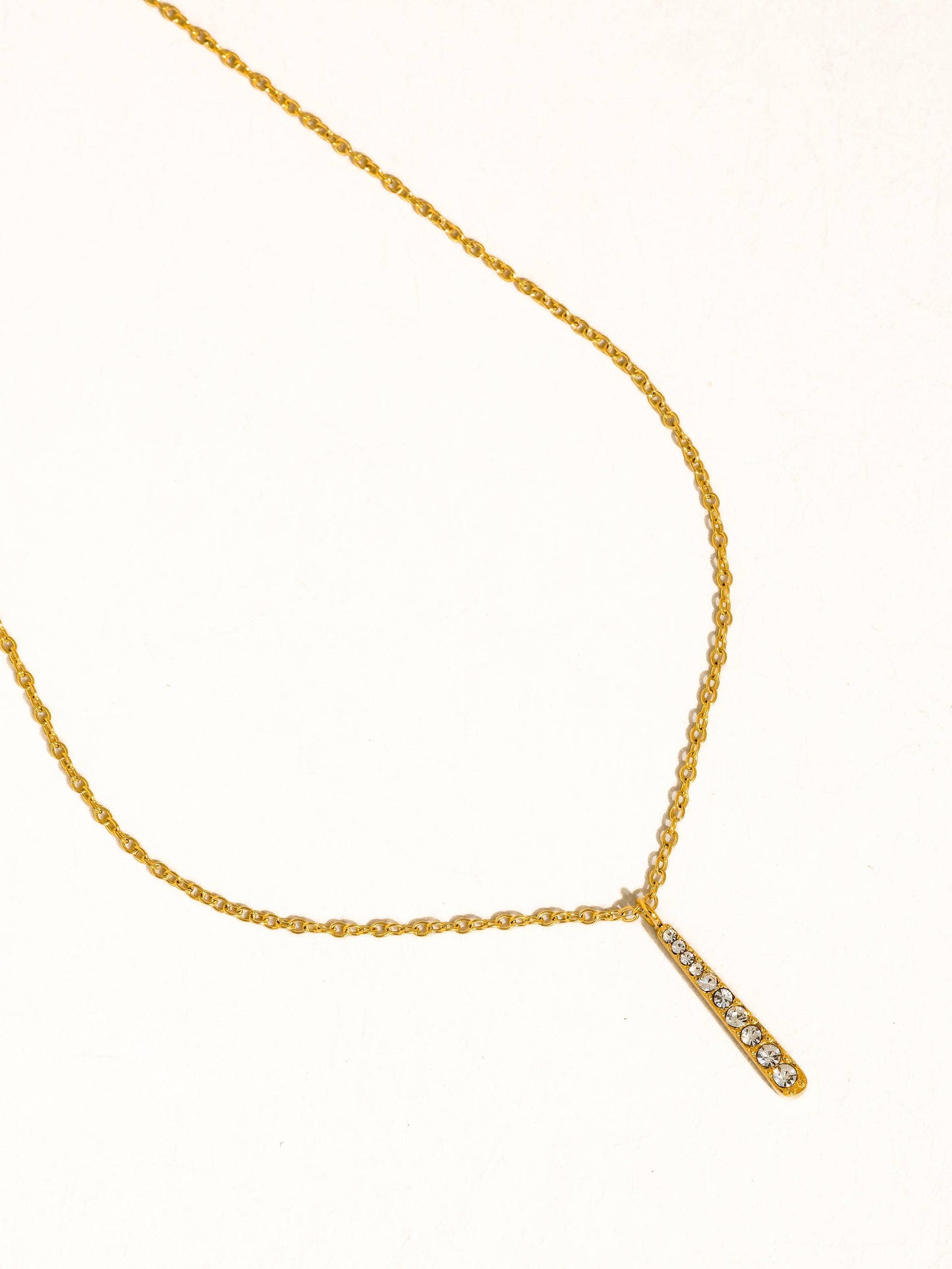 Non-Tarnish CZ Vertical Bar Necklace