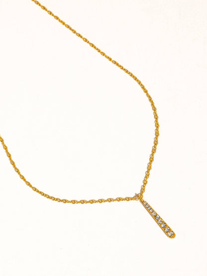 Non-Tarnish CZ Vertical Bar Necklace