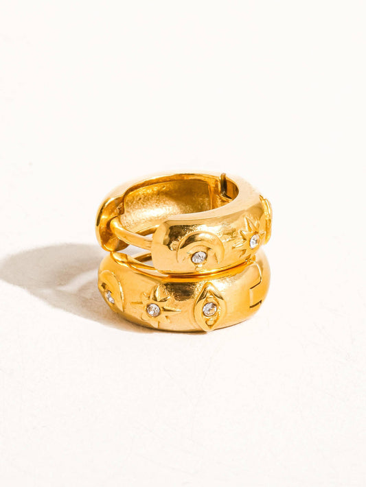 Non-Tarnish CZ Star Hoop Earring