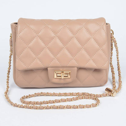 Quilted Faux Leather Flap Bag