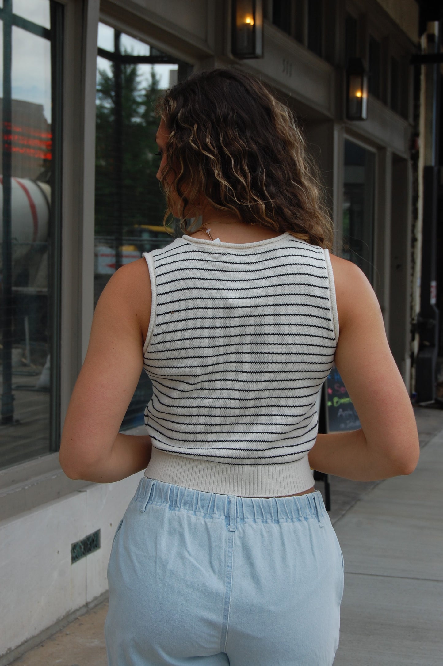 Stripe Button Down Vest