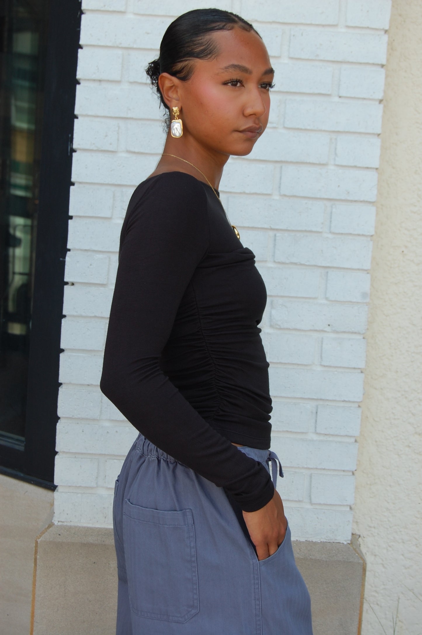 Ruched Long Sleeve Top