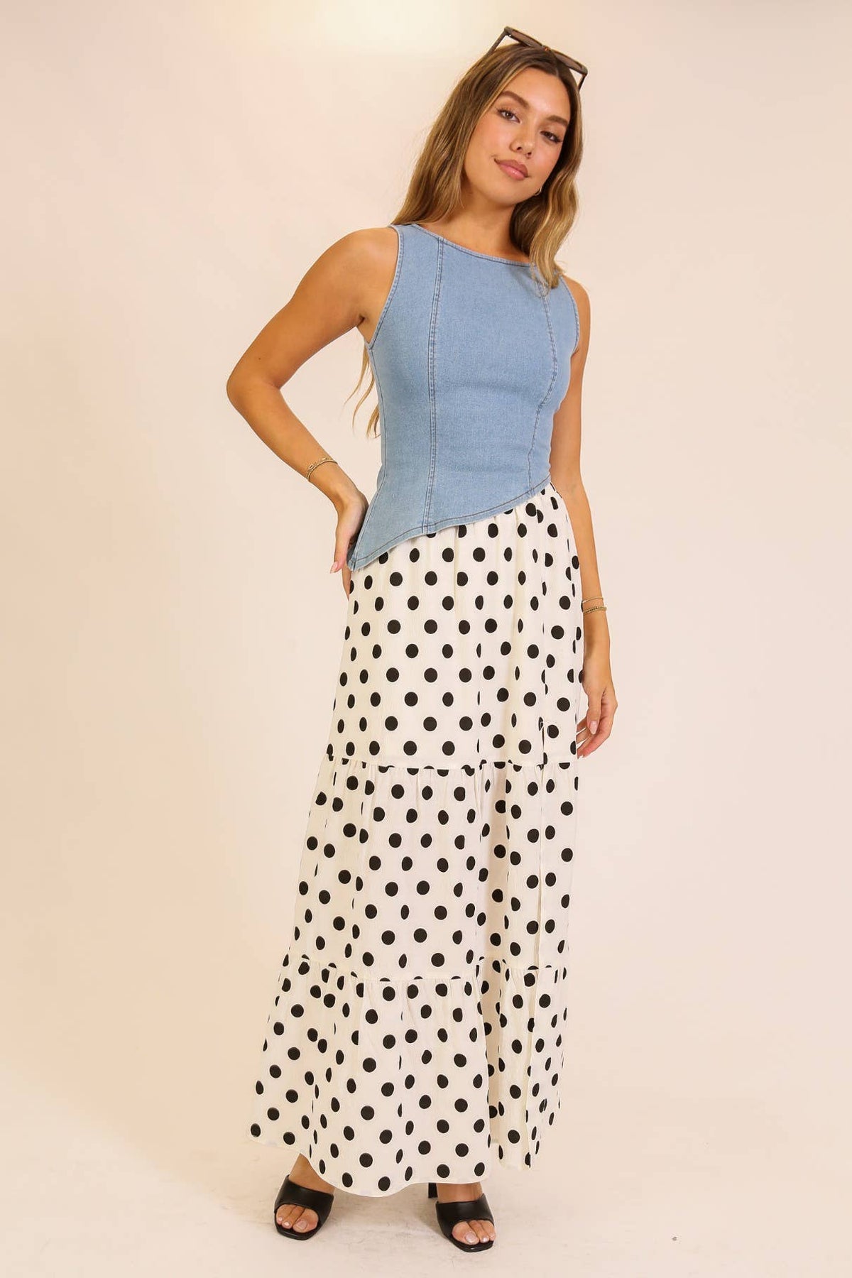 Asymmetrical Stretch Denim Top
