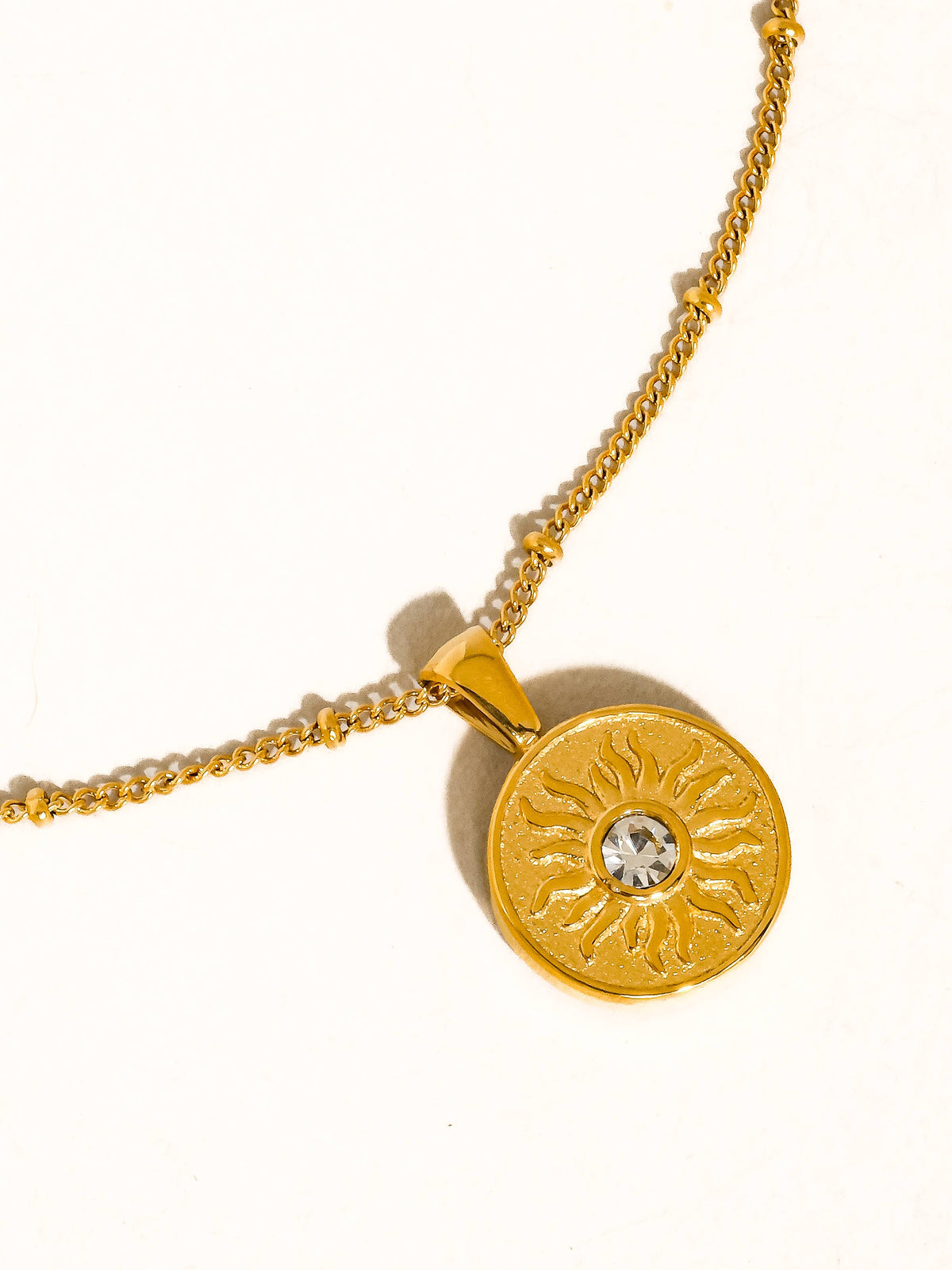 Non-Tarnish Sun Medallion Necklace