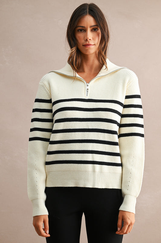 Stripe Sailor Zip Up Top