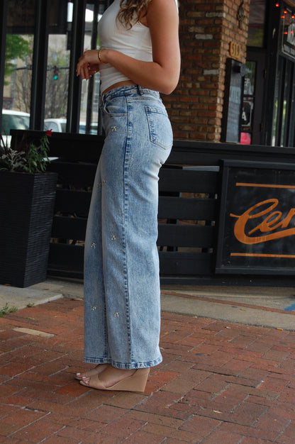 Bow Embellished Jeans
