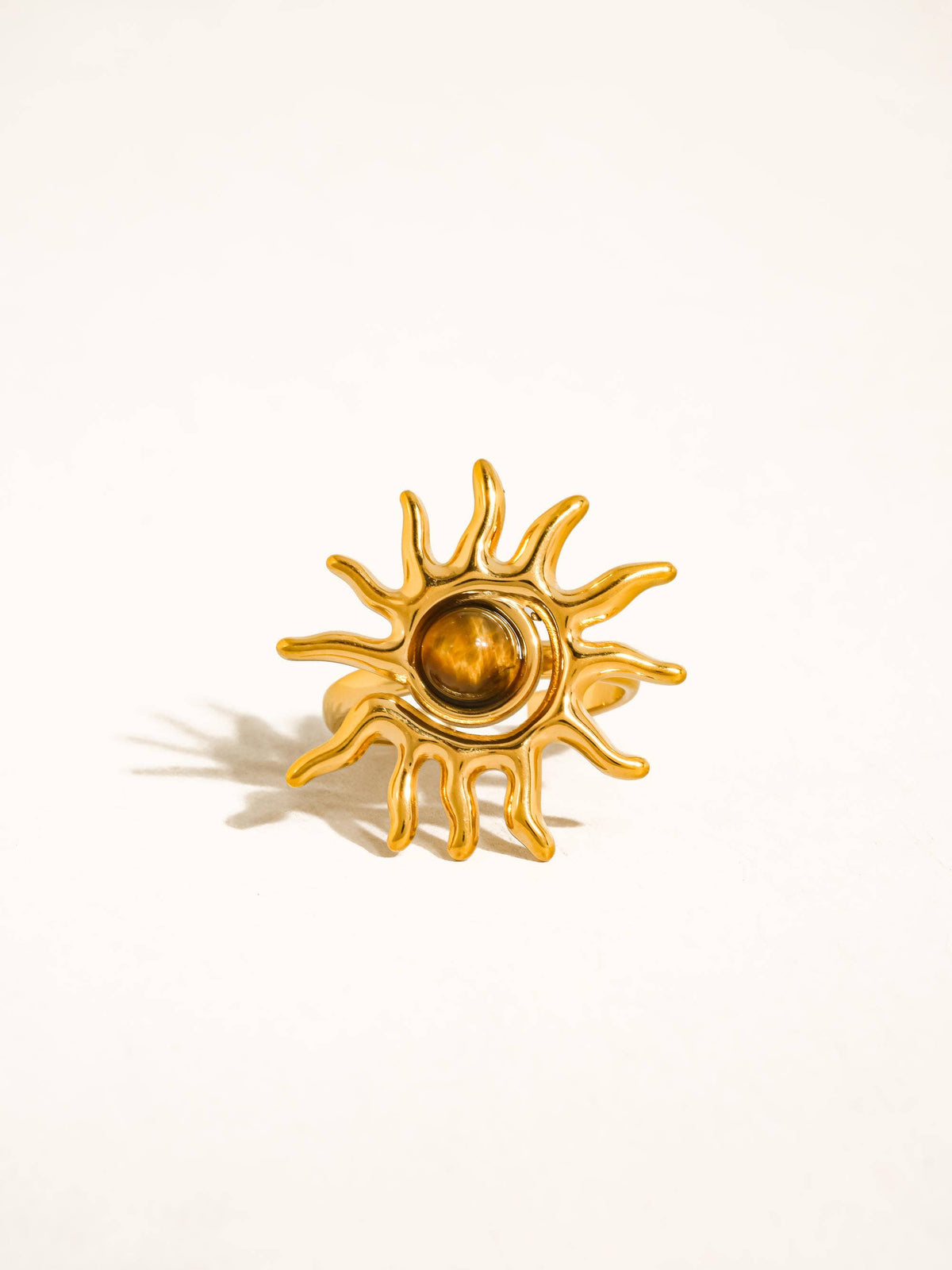 Hawthorne 18K Gold Non-Tarnish Tiger Eye Sun Ring