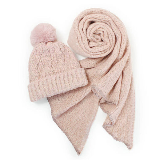 Lurex Knit Hat Scarf Set