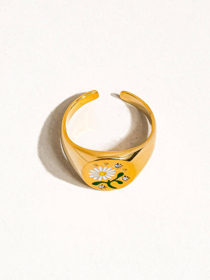 Beila 18K Gold Non-Tarnish Daisy Adjustable Ring