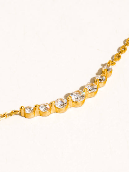 Non-Tarnish Crystal Station Chain Necklace