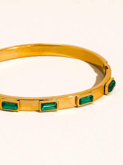 Tanith 18K Gold Non-Tarnish Baguette CZ Bangle Bracelet