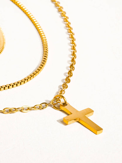 Georgine Non-Tarnish Layered Cross Necklace   