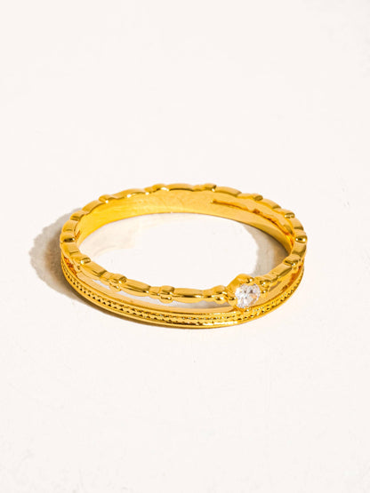 Belen 18K Gold CZ Thin layered Ring