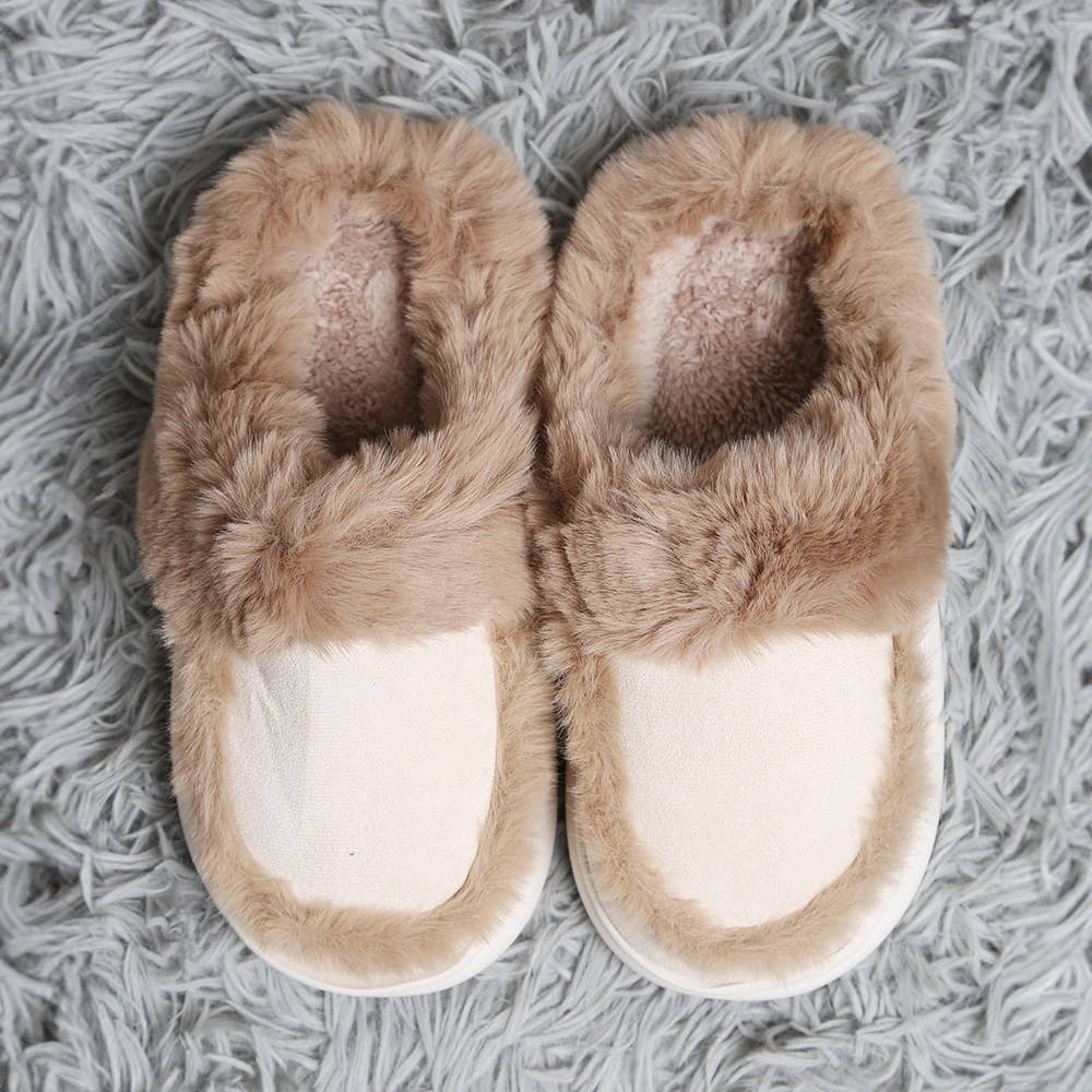 Faux Suede Fuzzy Slippers