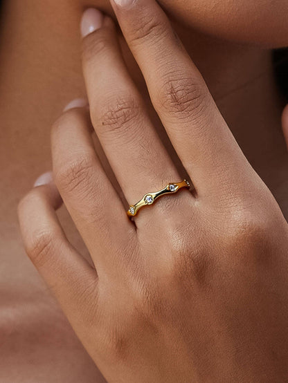 Vendome 18K Gold Non-Tarnish CZ Starburst Ring