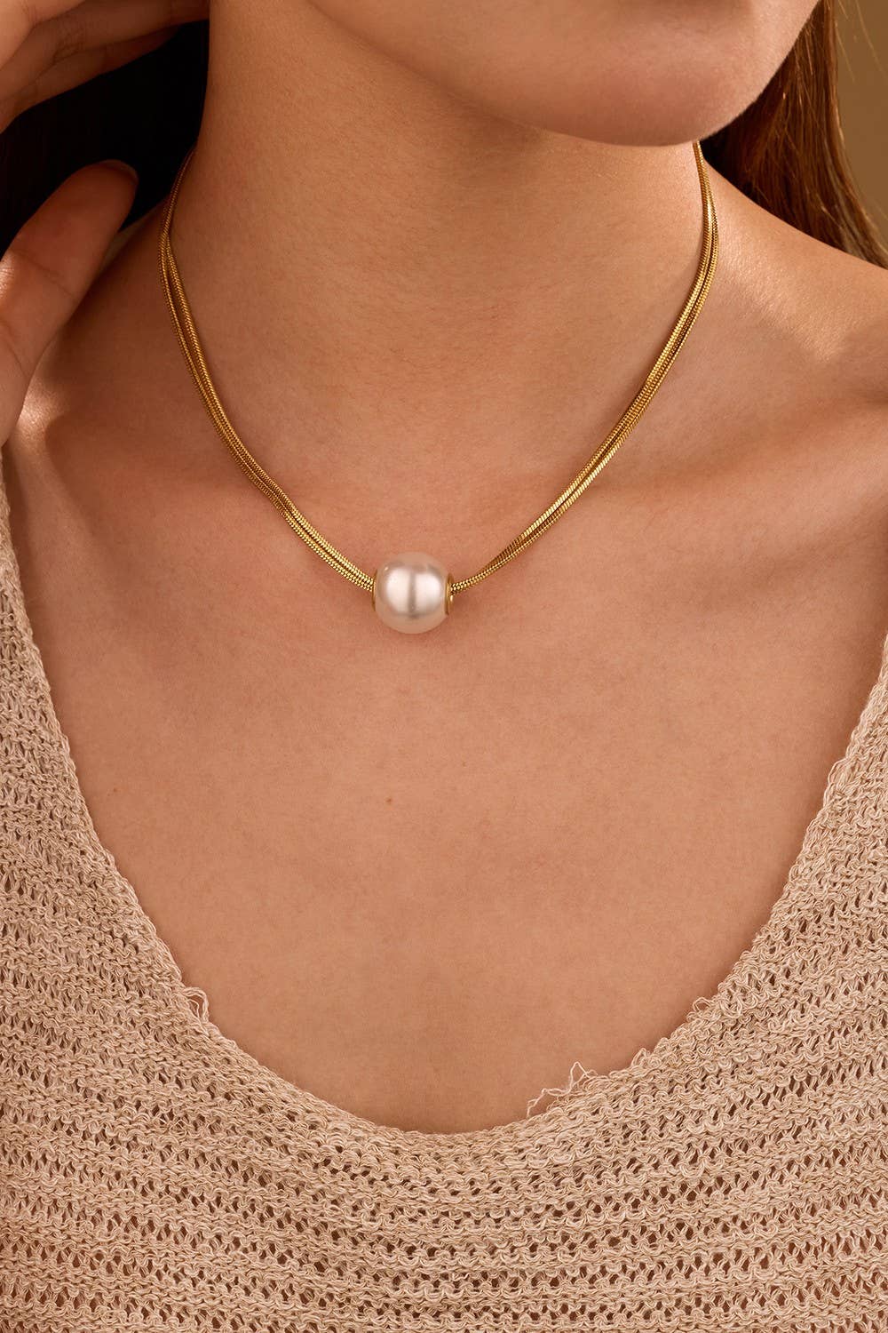 Non Tarnish Pearl Pendant Necklace