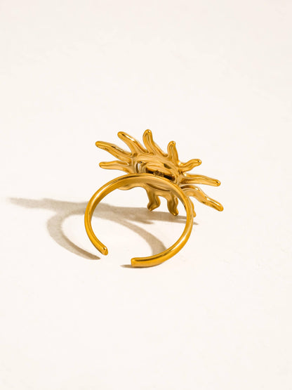 Hawthorne 18K Gold Non-Tarnish Tiger Eye Sun Ring