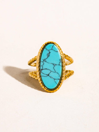 Ashwin 18K Gold Non-Tarnish Natural Stone Ring