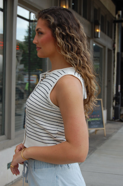 Stripe Button Down Vest
