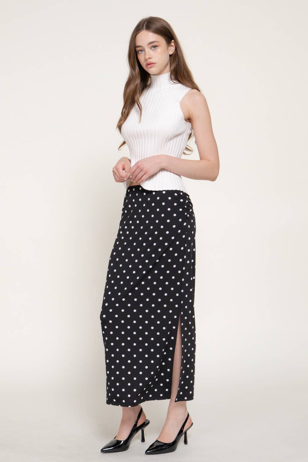 Polka Dot Midi Skirt