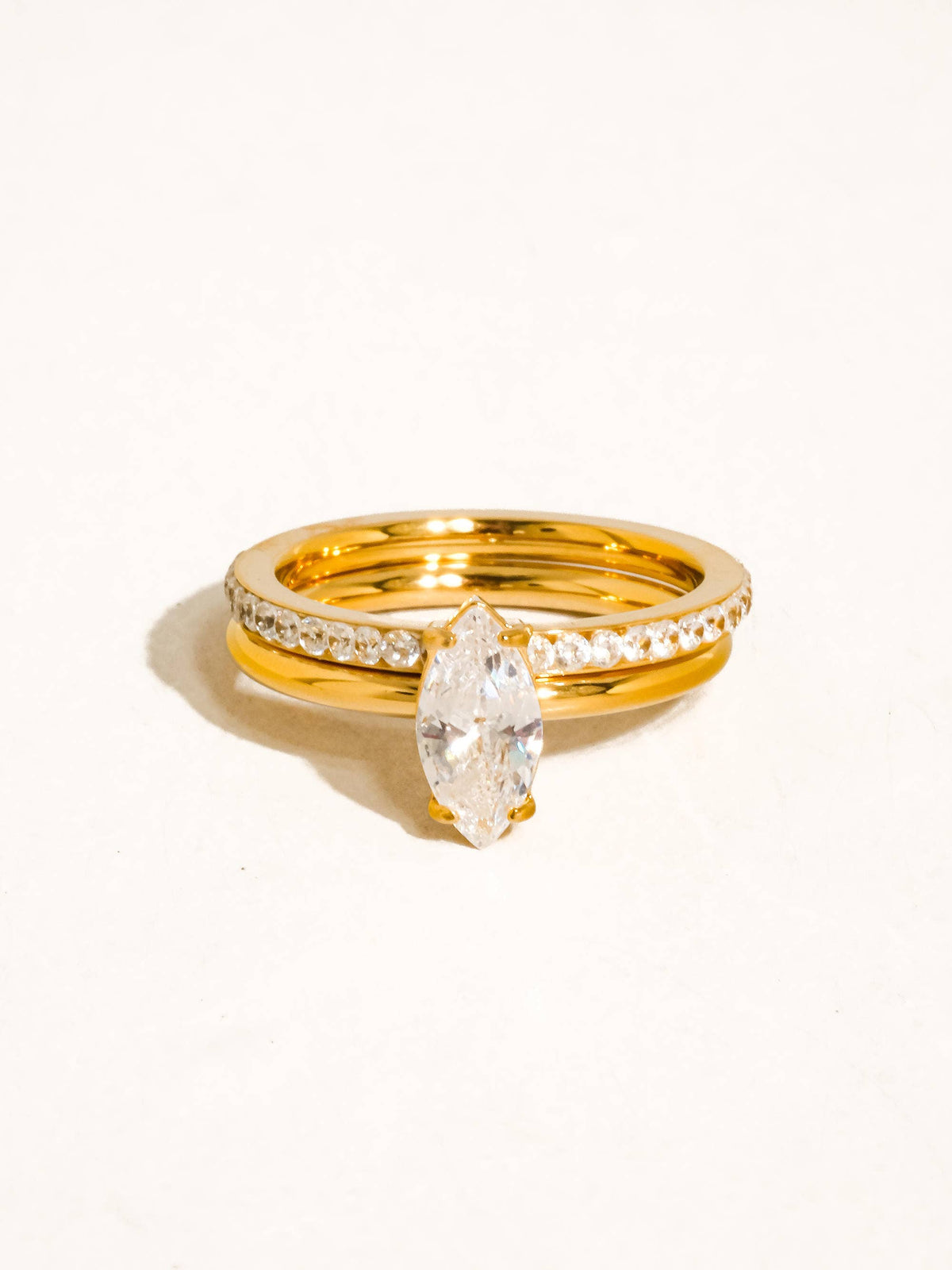 Rosamie 18K Gold Non-Tarnish Marquise CZ Stack Ring
