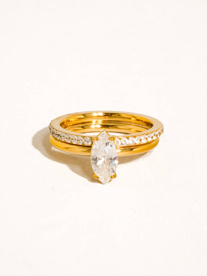 Rosamie 18K Gold Non-Tarnish Marquise CZ Stack Ring