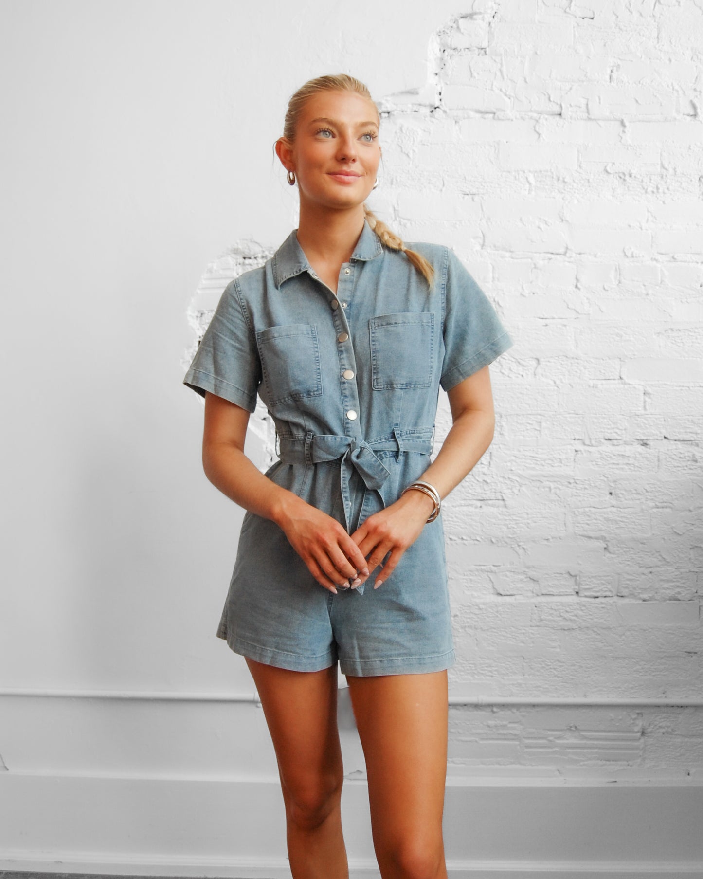 Snap Denim Romper