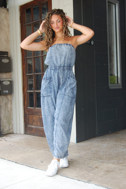 Tube Denim Jumpsuit