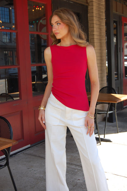 Boat Neck Asymmetric Top