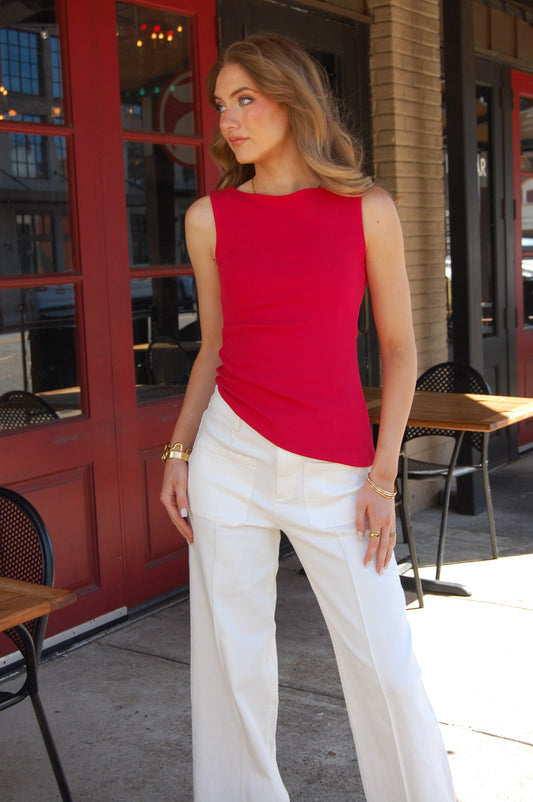 Boat Neck Asymmetric Top