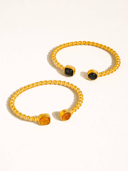 Cinder 18K Gold Non-Tarnish Resin Cuff
