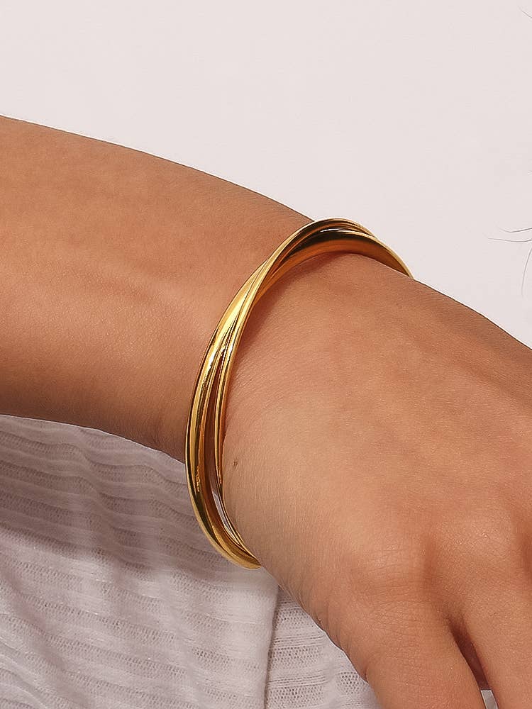 Rivoli 18K Gold Non-Tarnish Crossover Cuff Bracelet