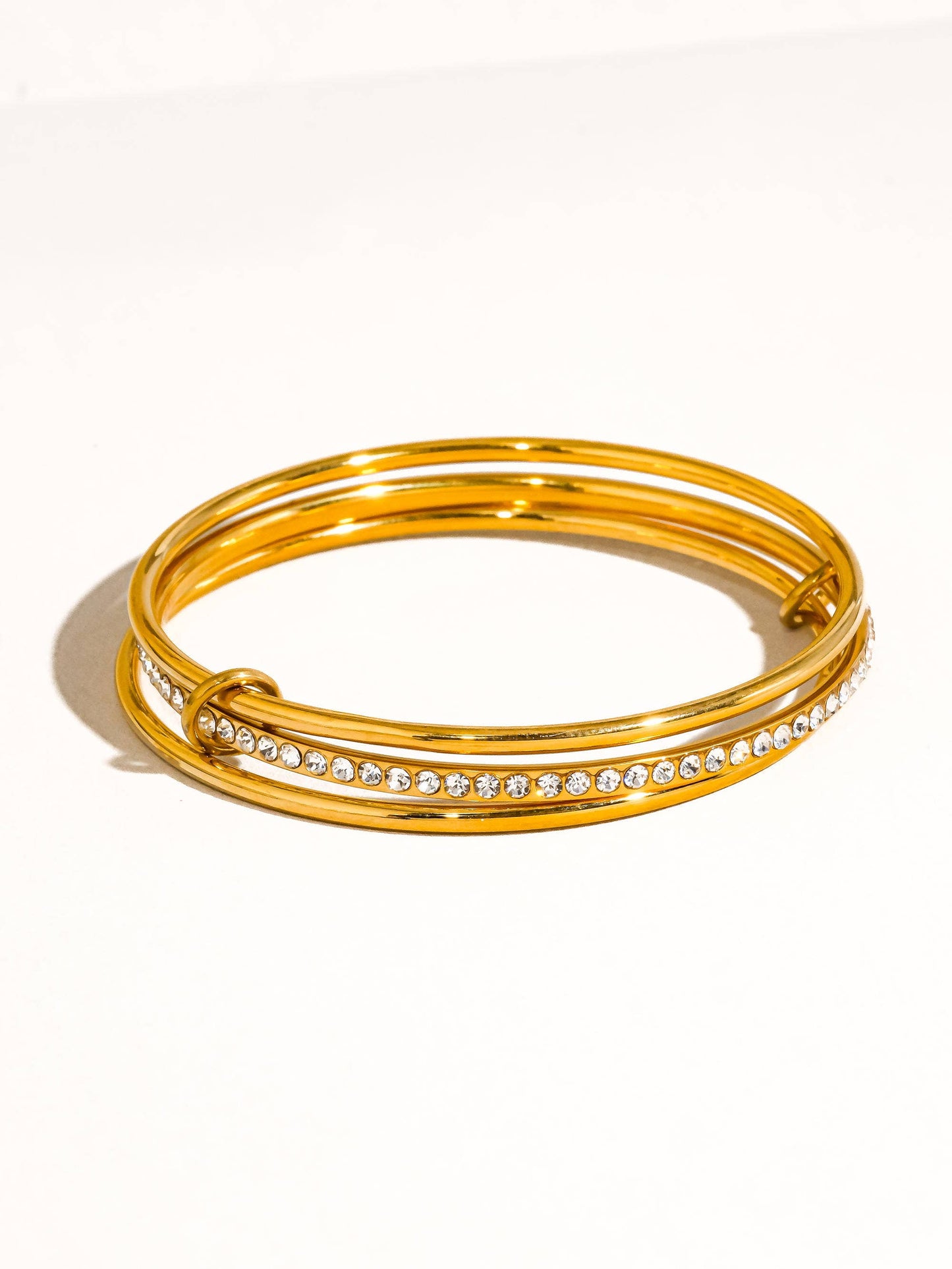 Frisson 18K Gold Non-Tarnish Rhinestone Stack Bracelet