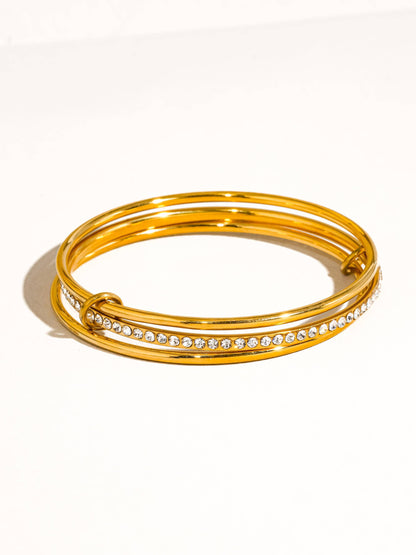 Frisson 18K Gold Non-Tarnish Rhinestone Stack Bracelet