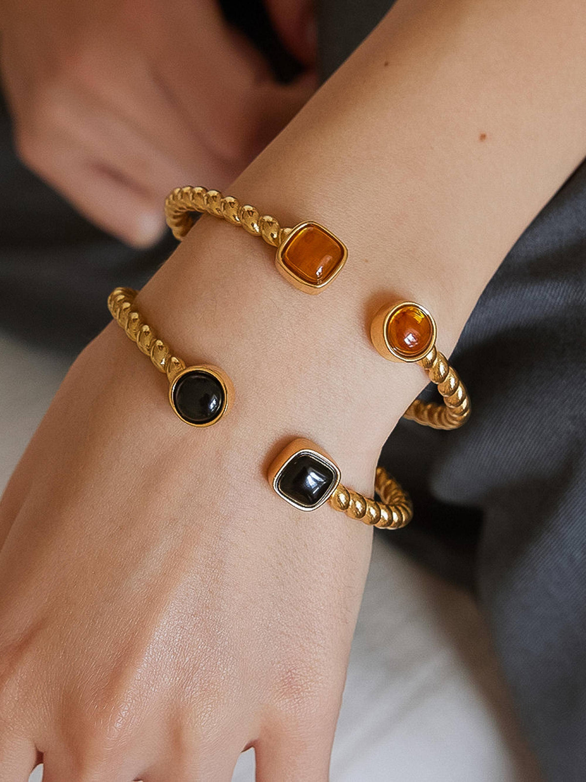 Cinder 18K Gold Non-Tarnish Resin Cuff