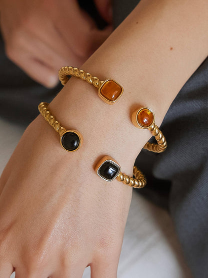 Cinder 18K Gold Non-Tarnish Resin Cuff