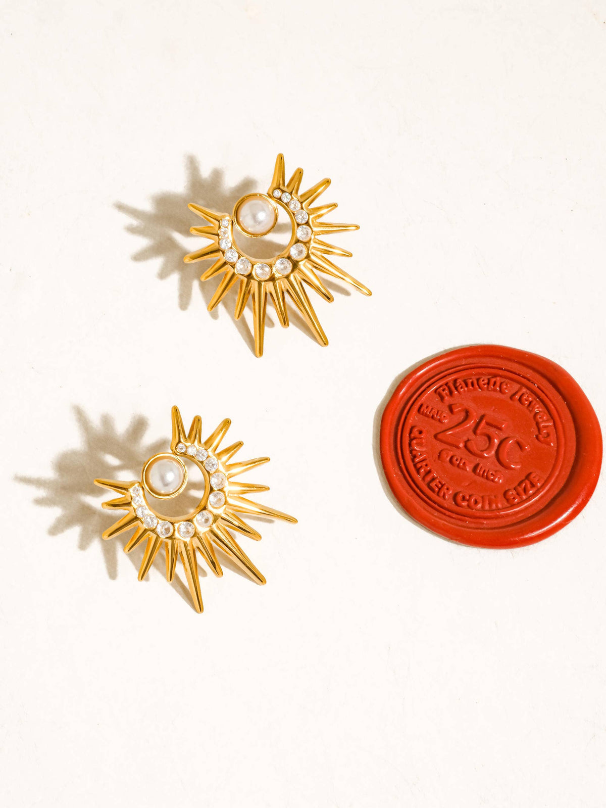 Non-Tarnish Pearl Sunburst Earrings
